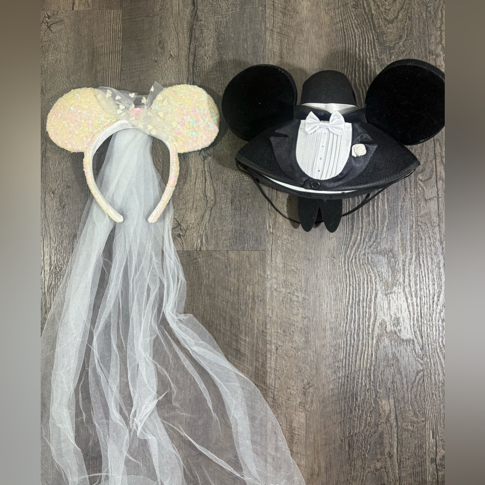 DISNEY Bride & Groom Mickey Ears Headband Hat